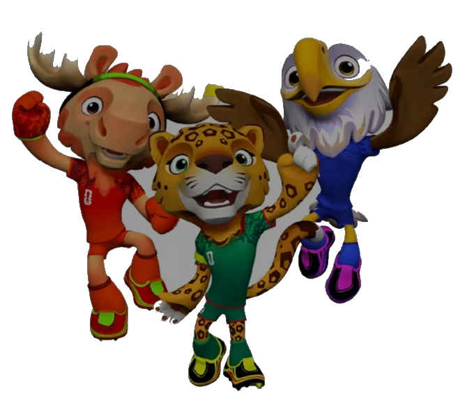Maple, Zayu e Clutch, mascotes da Copa de 2026